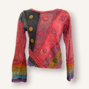 Colorful Patchwork Long Sleeve Top
